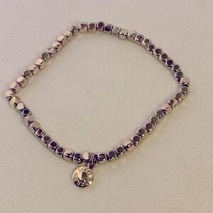 J Crew Gold Cube Stretch Bracelet with J. Crew Charm 3” - EUC